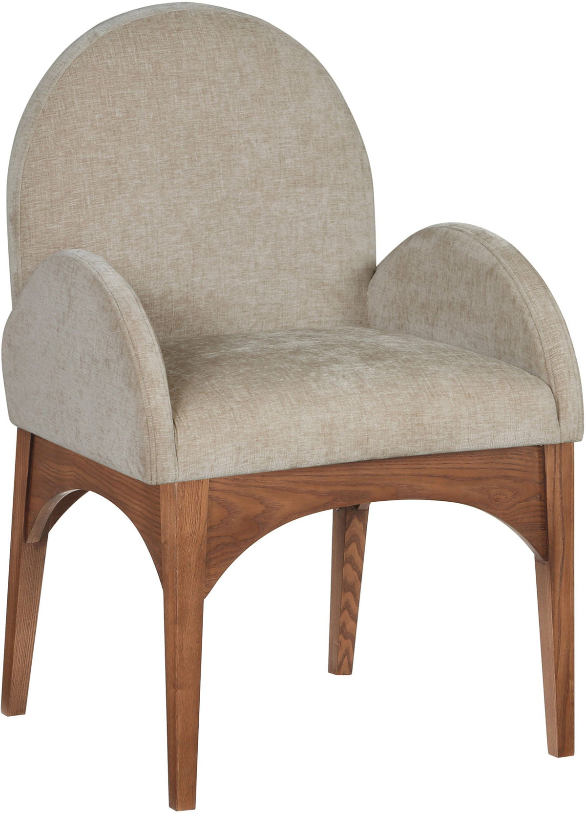 Waldorf - Chenille Dining Arm Chair with Brown Legs