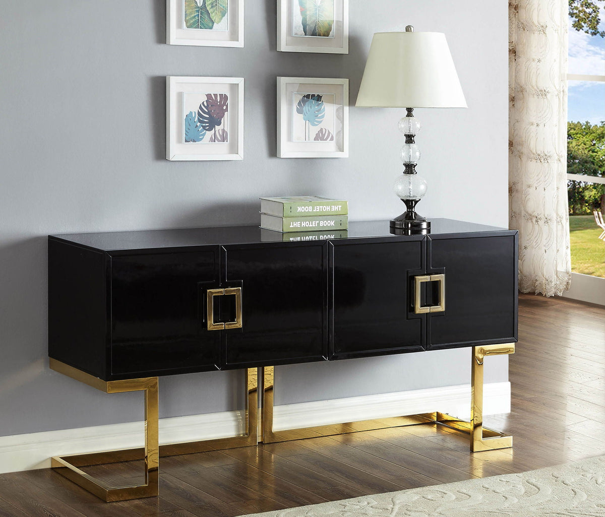 Beth - Lacquer Sideboard — Chrome or Gold Legs - Legs