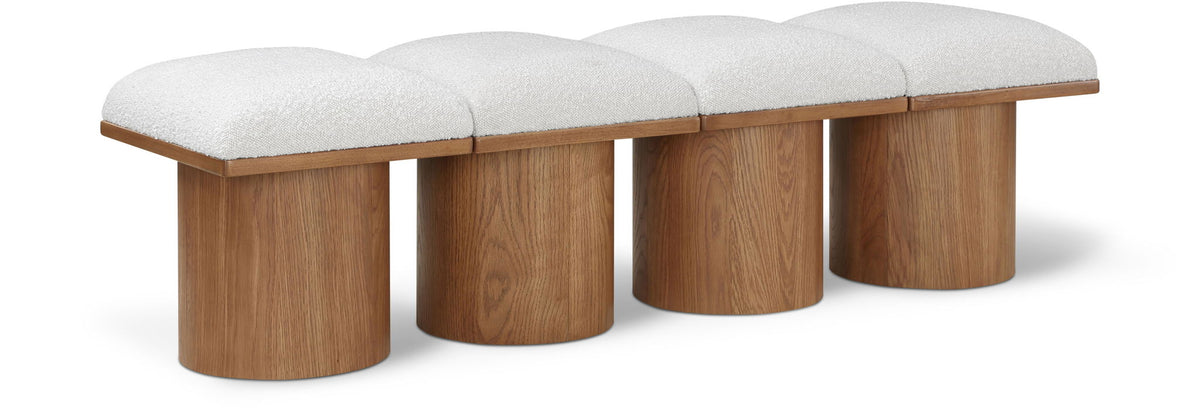 Pavilion Modular Bench 4-Piece Bench, 62"W x 18"D — Cream / Brown Base