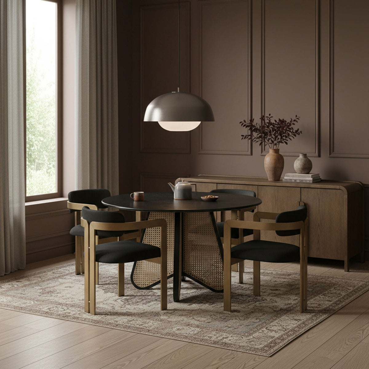 Aurum Vegan Leather Dining Chair (Set of 2) with Brushed Brass