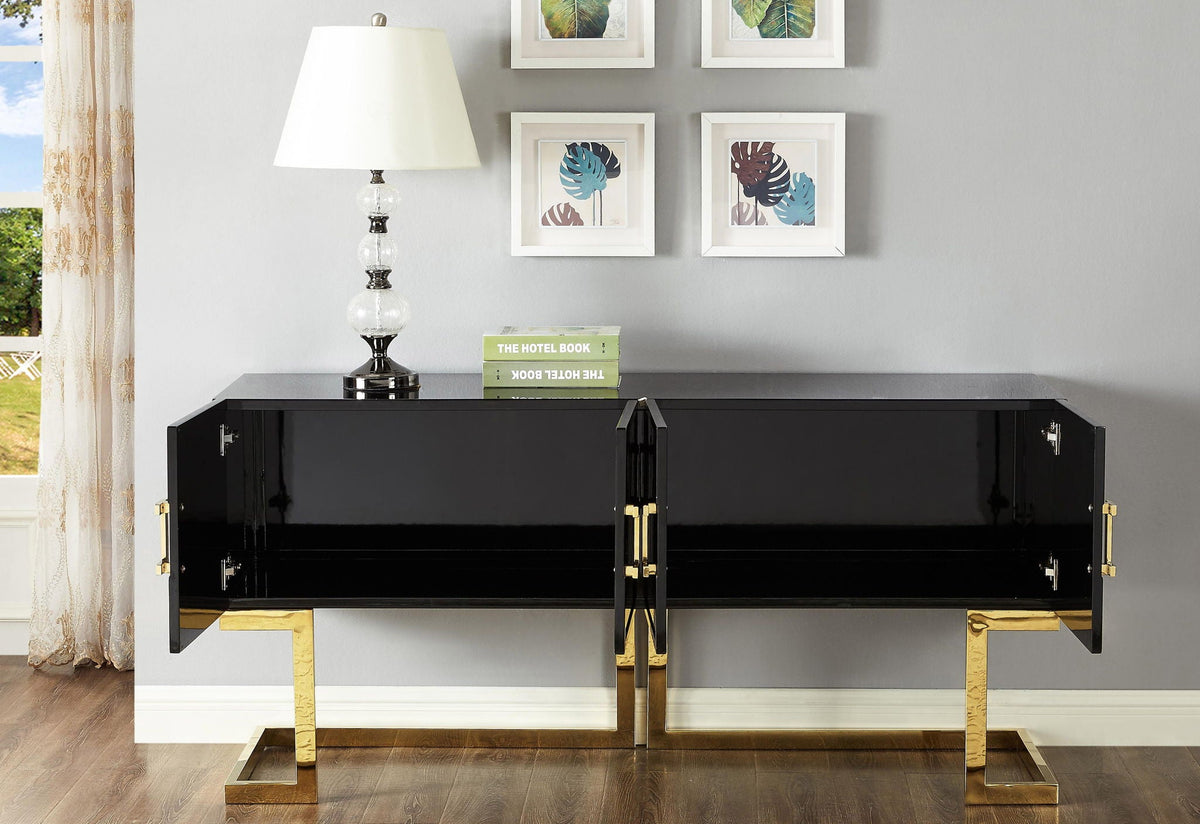 Beth - Lacquer Sideboard — Chrome or Gold Legs - Legs