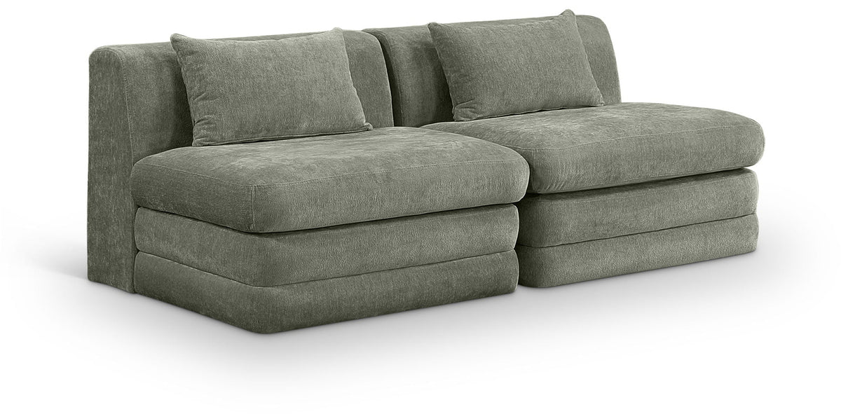Stellar Chenille Modular Sectional — 2-Piece 76" Loveseat — Green