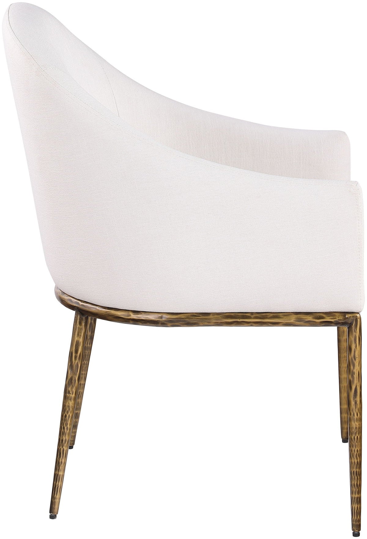 Ferro Performance Fabric Dining Arm Chair — Brushed Gold Legs - Gold