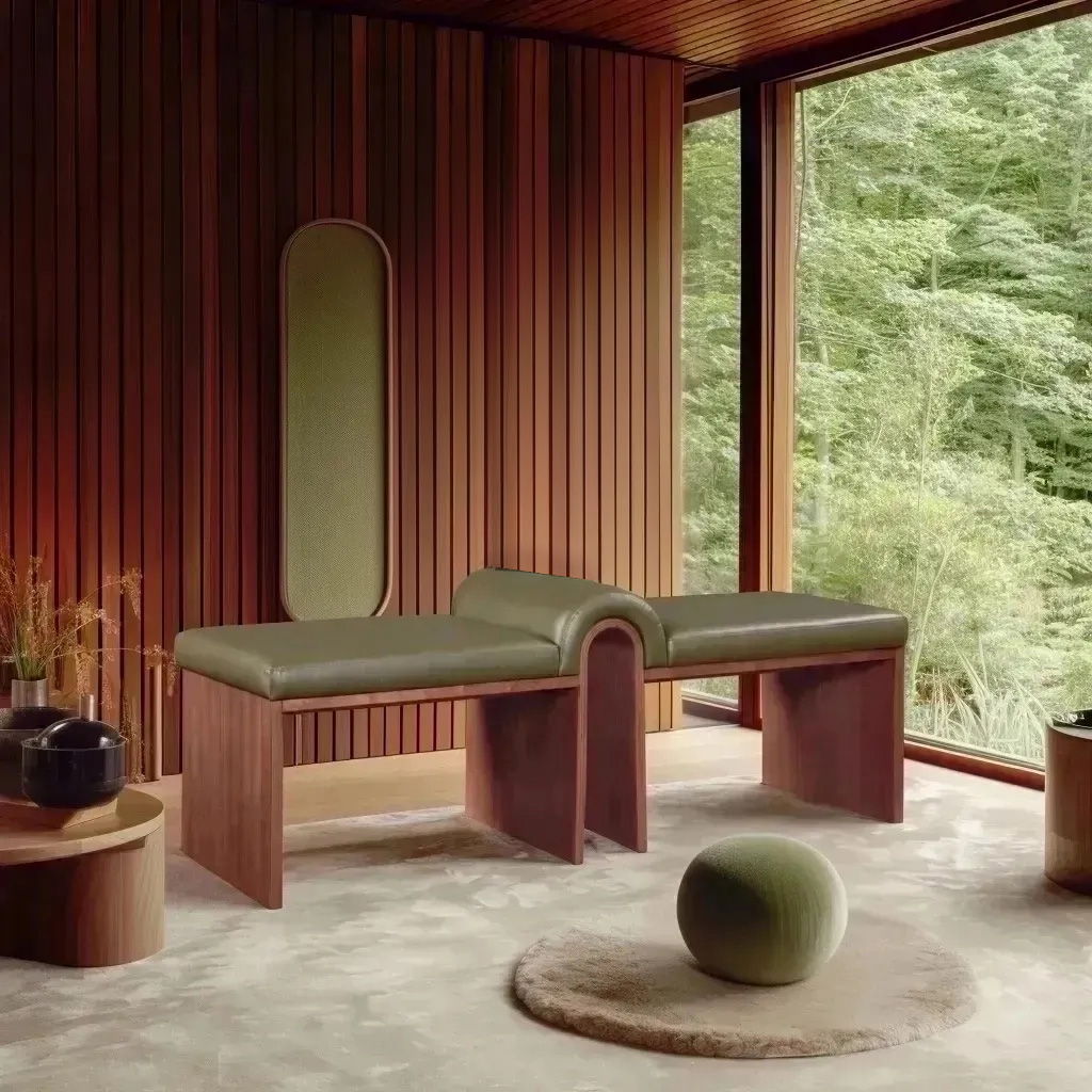 Delphine - Bench with Walnut Base