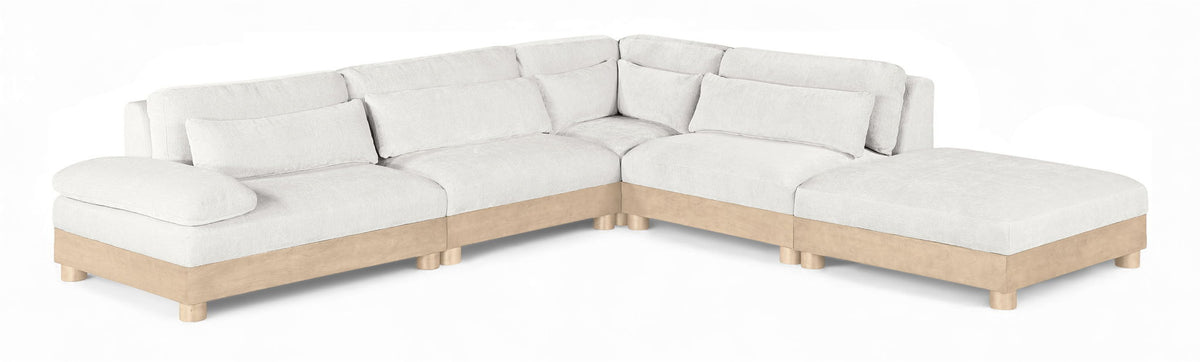 Turin Chenille Modular Sectional — 5-Piece Sectional (120" Wide) — Cream