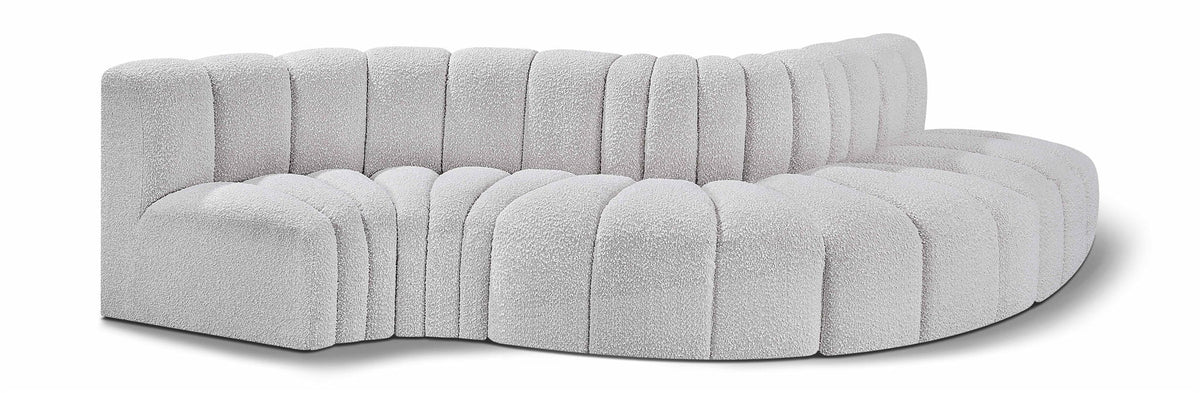 Arc Boucle Modular Sectional — 5-Piece Sofa — Grey