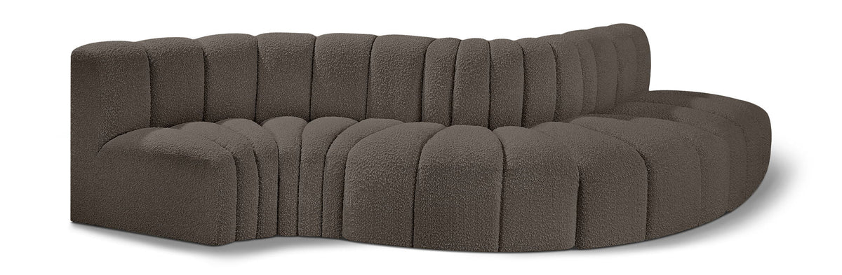 Arc Boucle Modular Sectional — 5-Piece Sofa — Brown