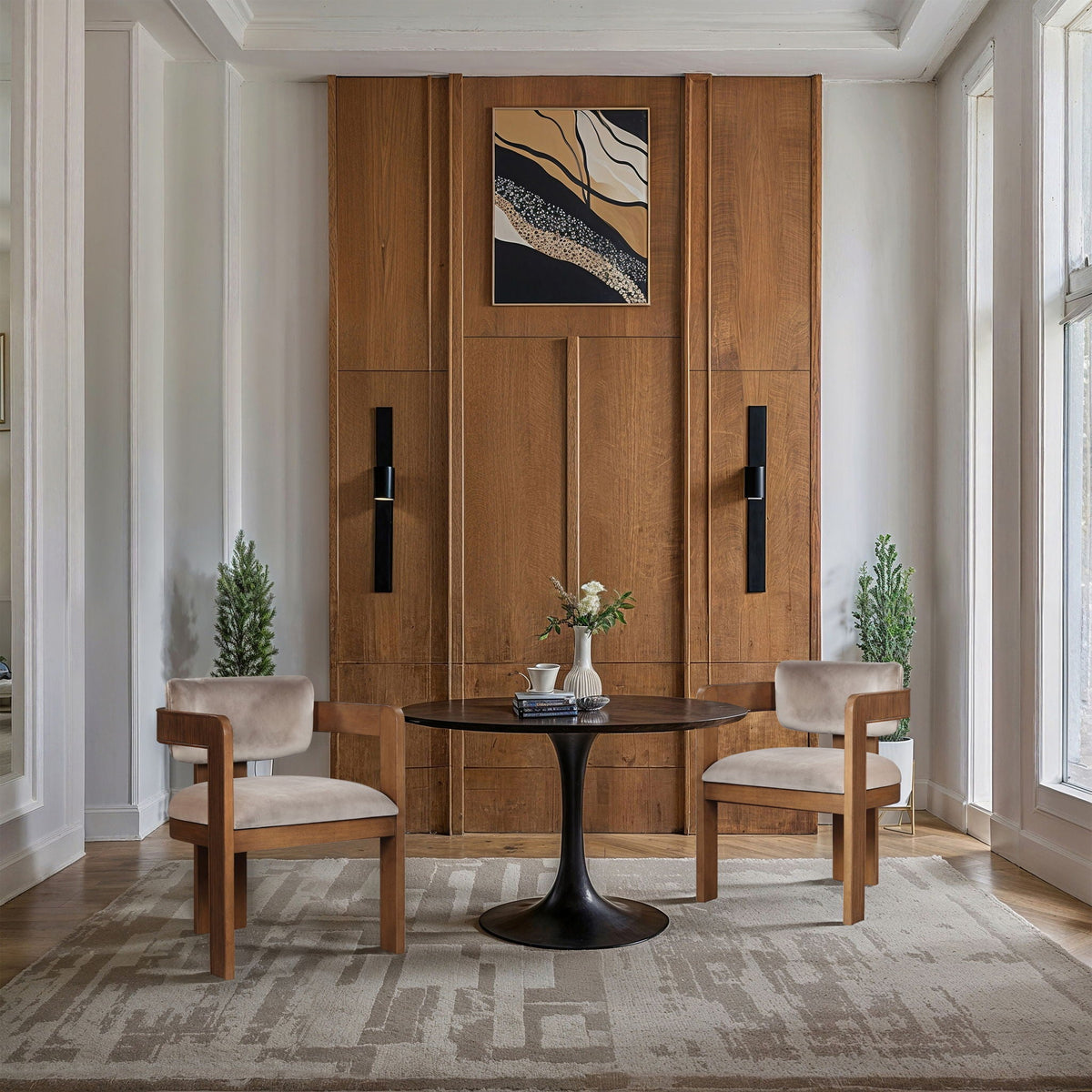 Sacha - Velvet Dining Chair (Set of 2) with Brown Base