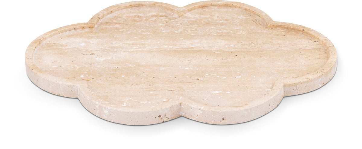 Rimini - Marble & Travertine Clover Shaped Tray - Travertine