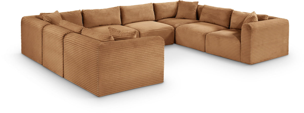 Shaggy Modular Sectional — 8-Piece U-Shaped Sectional — Saddle