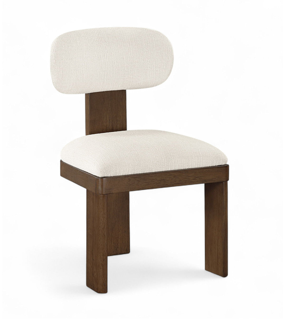 Timbra - Linen Textured Fabric Upholstered Dining Chair (Set of 2) with Walnut Base