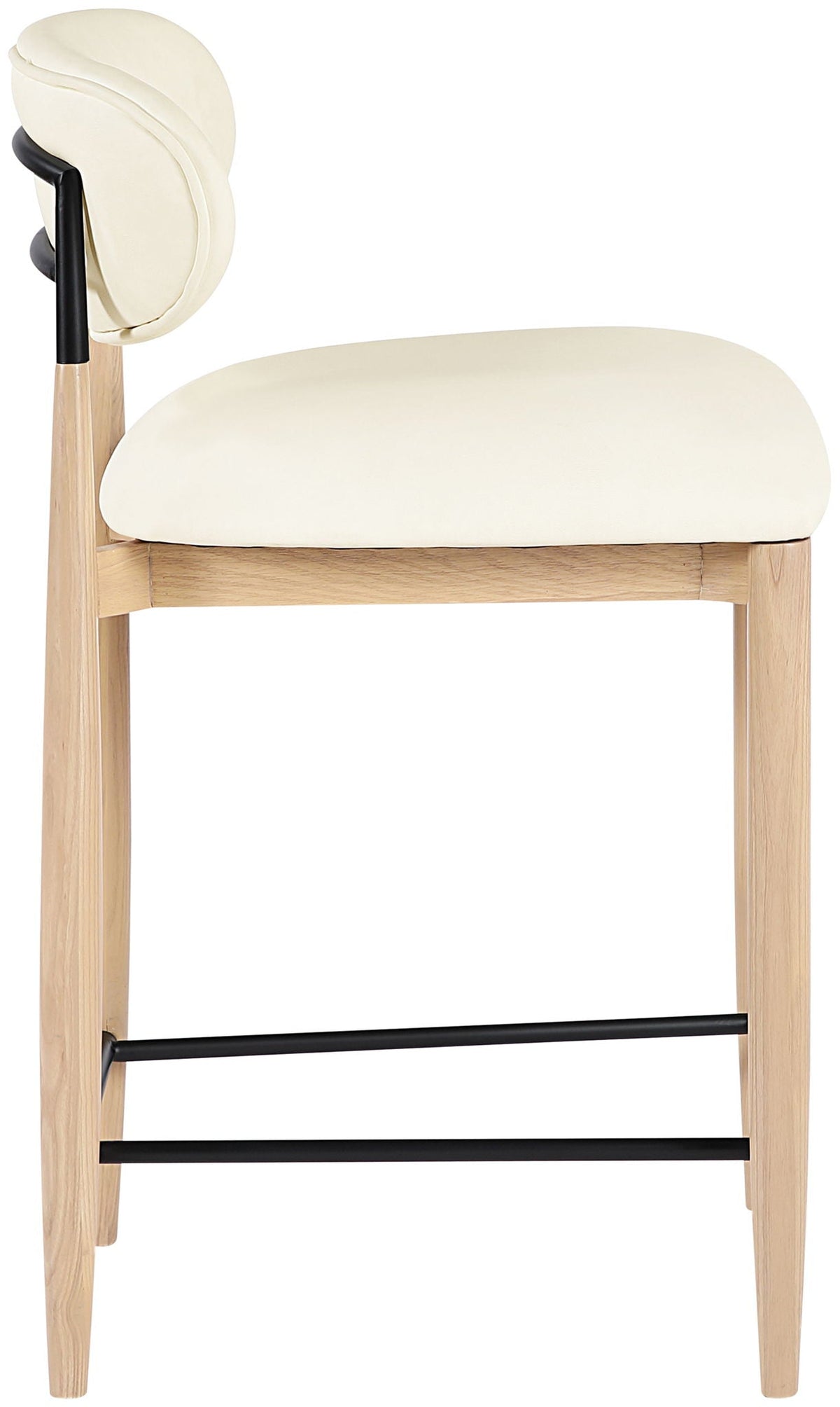 Riccio Vegan Leather Counter Stool with Natural & Black Frame