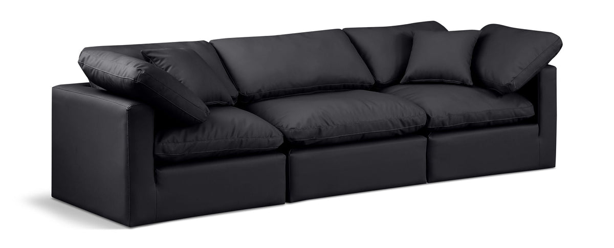 Indulge Faux Leather Modular Sectional — 3-Piece Sofa — Black