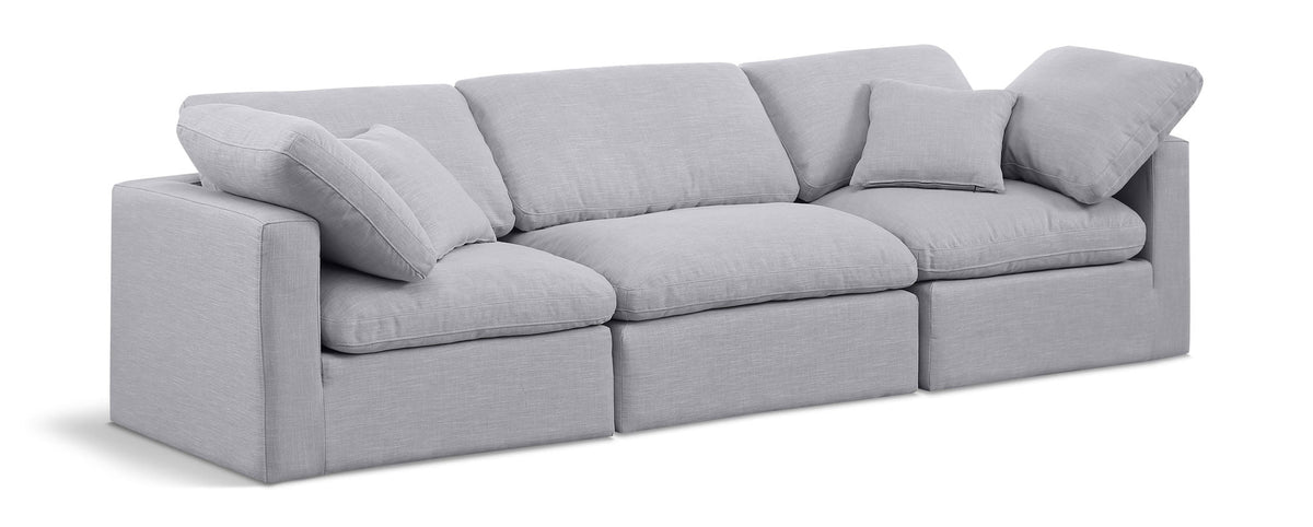 Indulge Linen Modular Sectional — 3-Piece Sofa — Grey