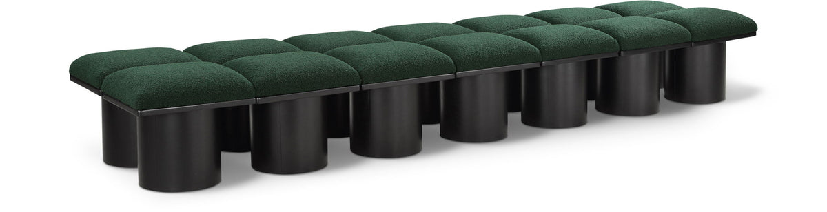 Pavilion Modular Bench 14-Piece Bench, 126"W x 31"D — Green / Black Base