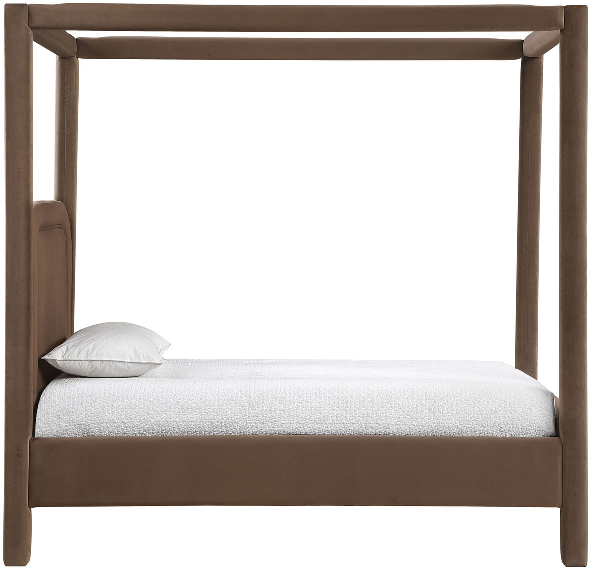 Salina Velvet Upholstered Canopy Bed — 10 Colors, Twin to King