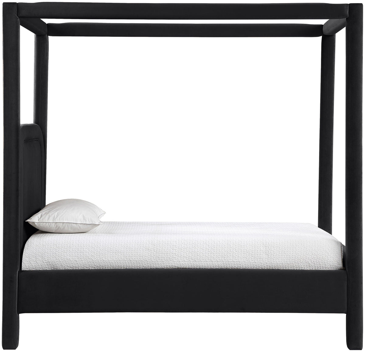 Salina Velvet Upholstered Canopy Bed — 10 Colors, Twin to King