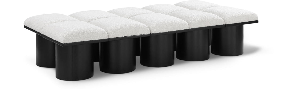 Pavilion Modular Bench 10-Piece Bench, 77.5"W x 36"D — Cream / Black Base