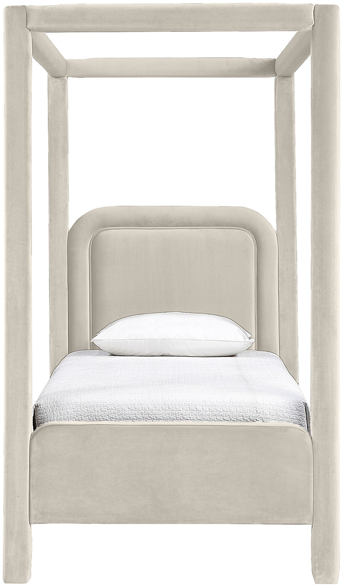 Salina Velvet Upholstered Canopy Bed — 10 Colors, Twin to King