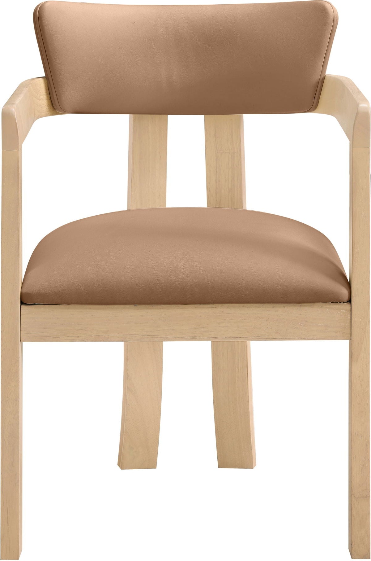 Lavrin Vegan Leather Dining Arm Chair (Set of 2) with Natural Base
