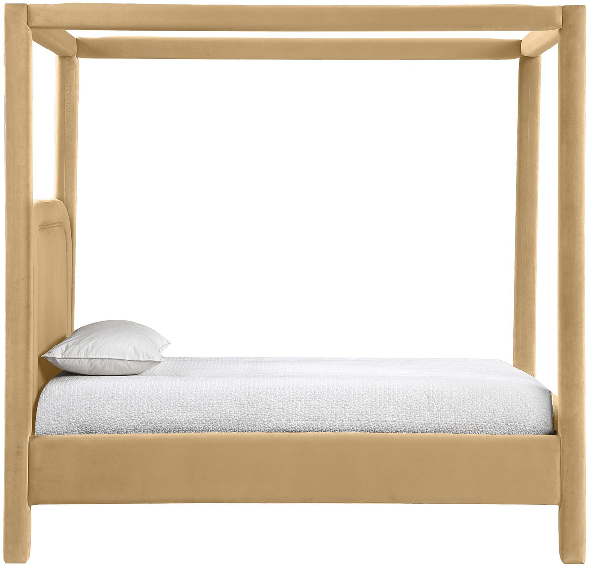Salina Velvet Upholstered Canopy Bed — 10 Colors, Twin to King