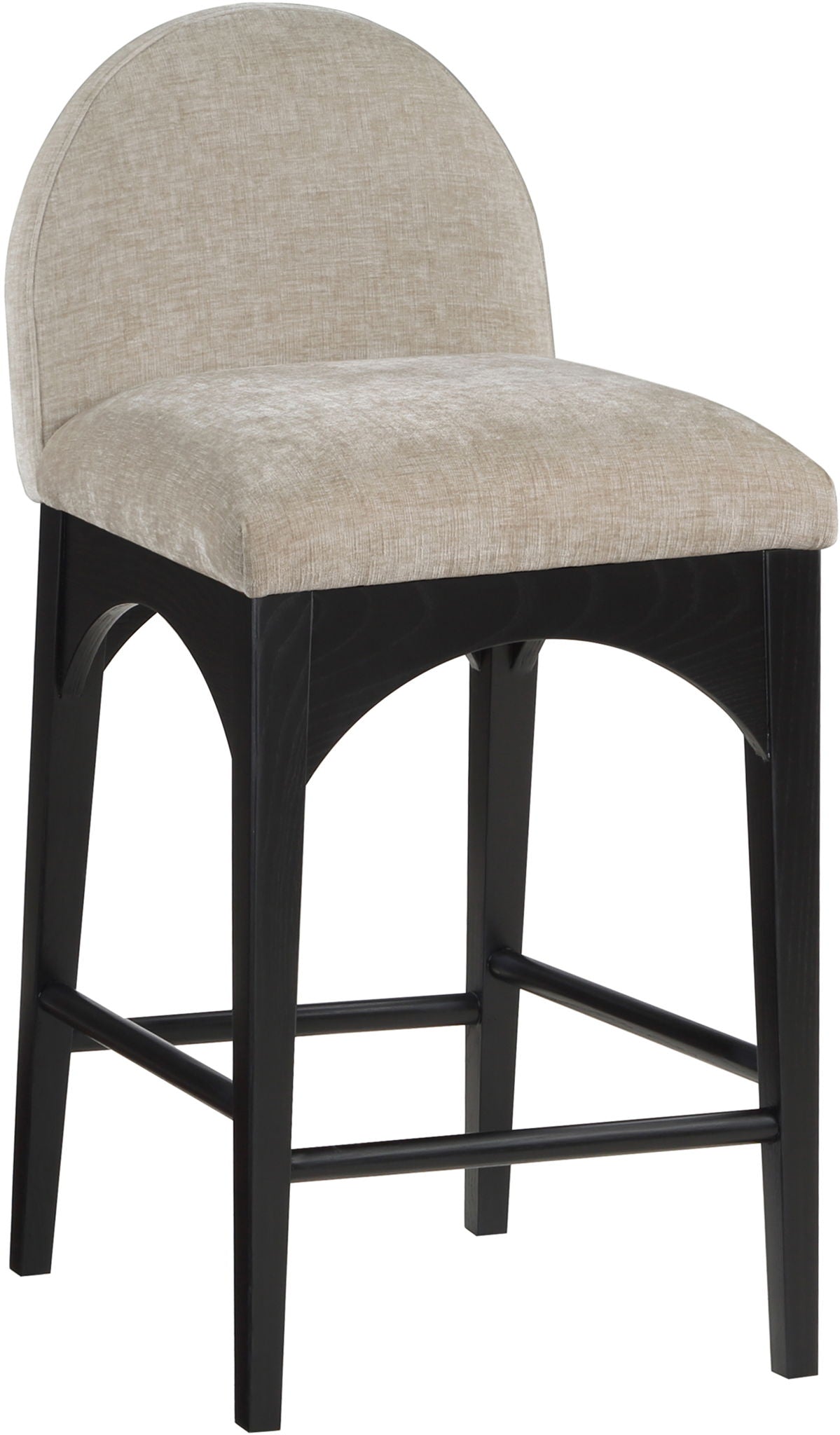 Waldorf - Chenille Stool with Black Legs