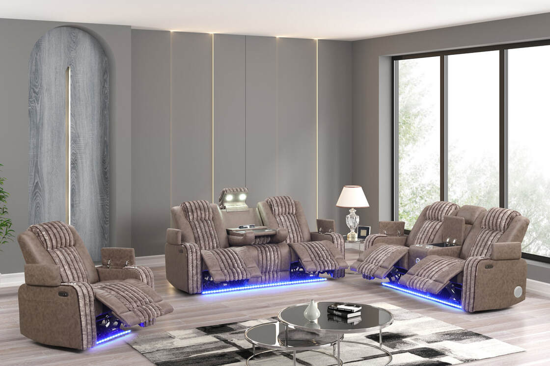 Classic 3PC Power Reclining Set — Bluetooth Speaker & LED Lights