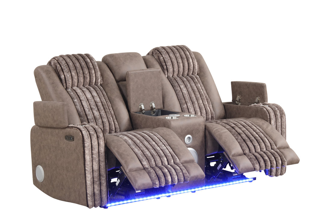 Classic 3PC Power Reclining Set — Bluetooth Speaker & LED Lights