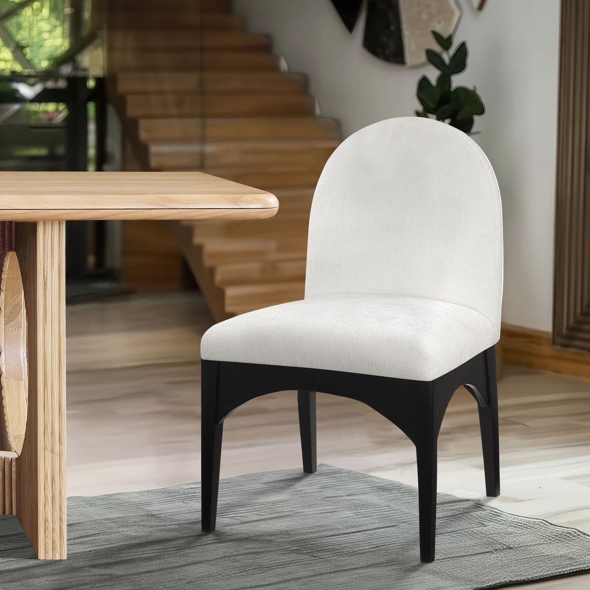 Waldorf - Chenille Dining Side Chair with Black Legs