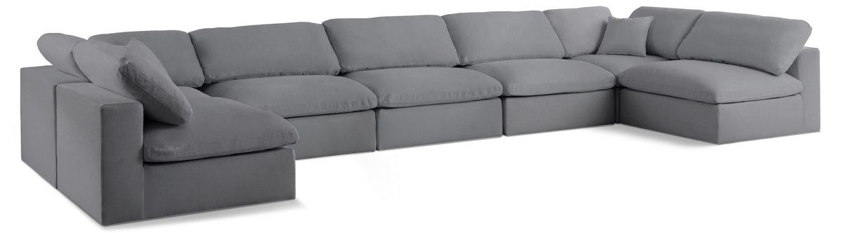 Serene Linen Modular Sectional — 7-Piece U-Shaped Sectional — Grey
