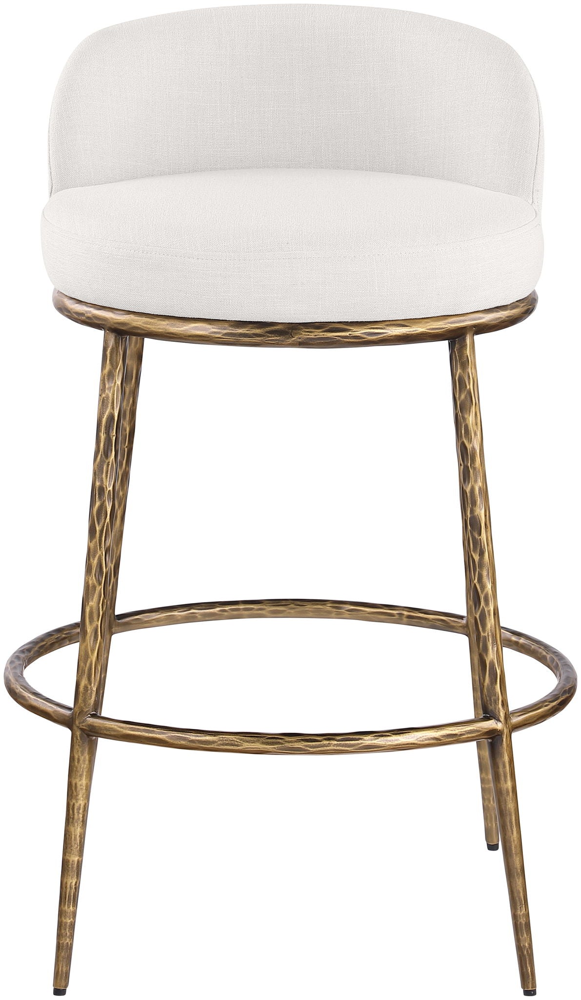 Ferro - Performance Fabric Upholstered Bar Stool - Antique Brass - Brass