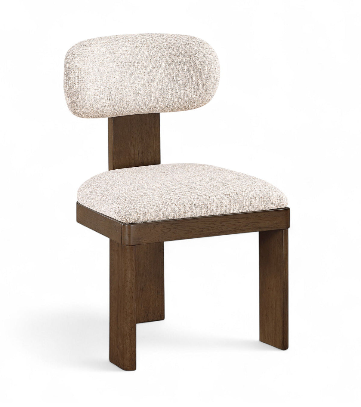 Timbra - Linen Textured Fabric Upholstered Dining Chair (Set of 2) with Walnut Base