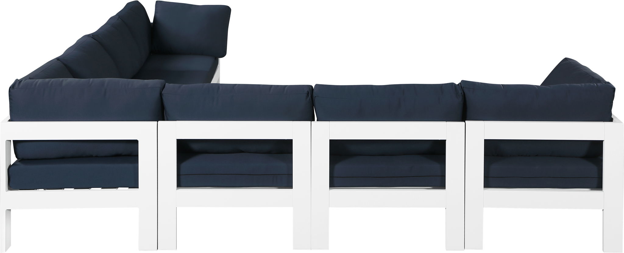 Nizuc - Outdoor Patio 7 Piece Modular Sectional With White Frame