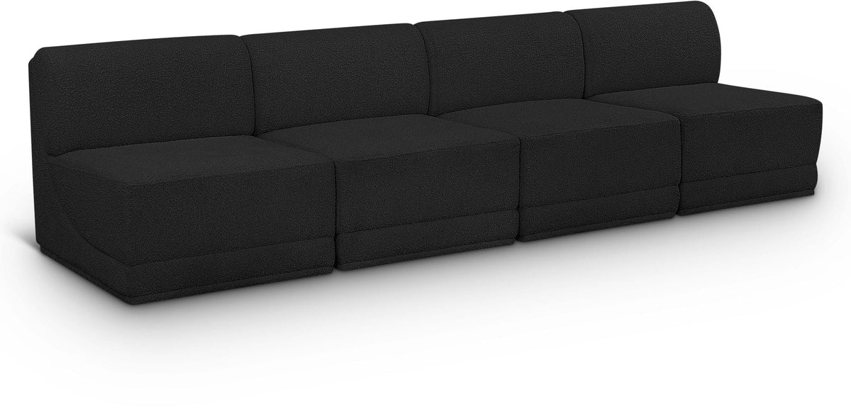 Ollie Boucle Modular Sectional — 4-Piece Armless Sofa — Black