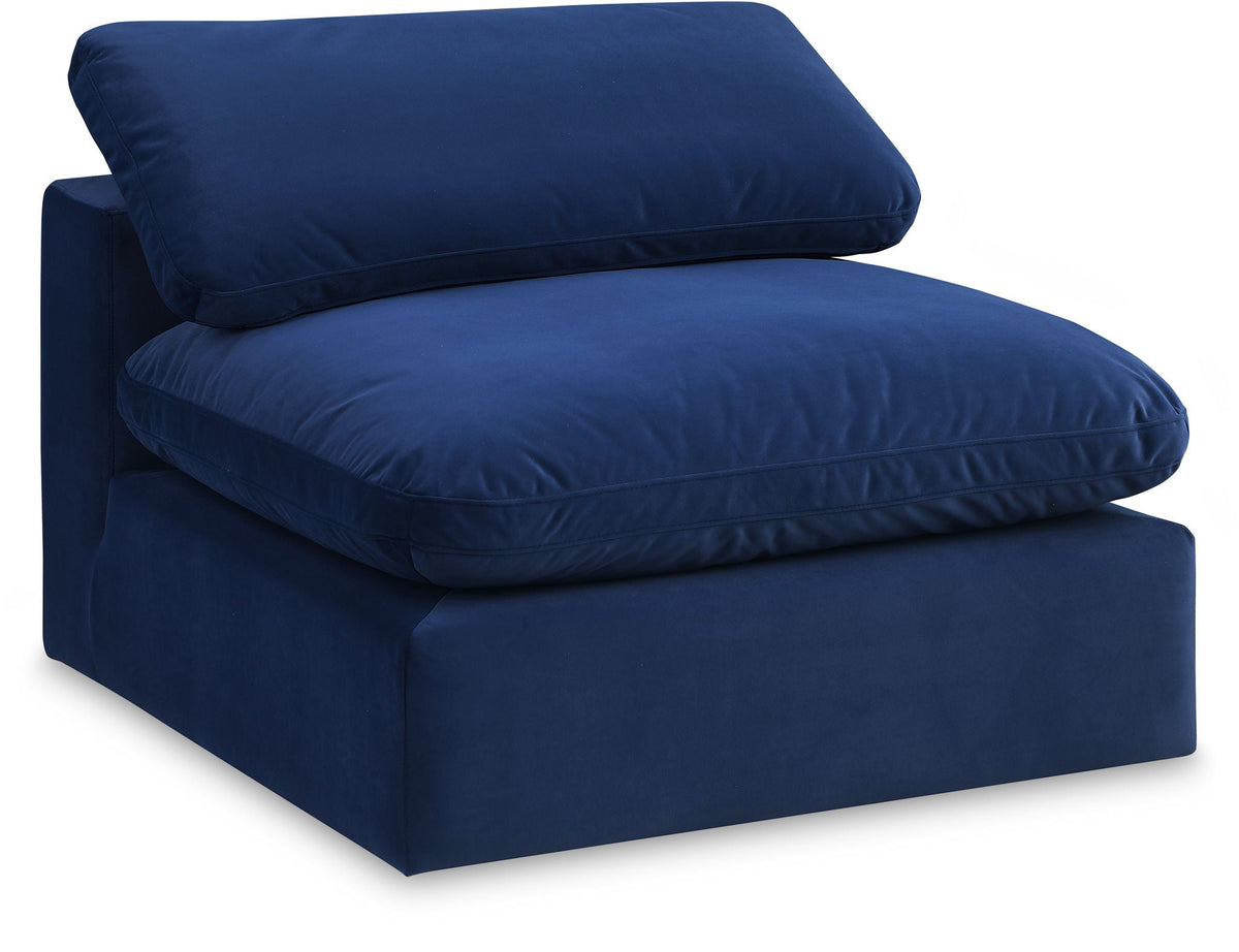 Comfy Velvet Modular Sectional — Add-On: Armless Chair — Navy