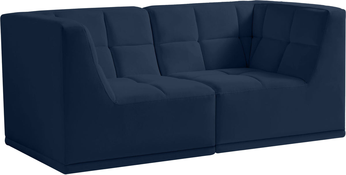 Relax Velvet Modular Sectional — 2-Piece Sofa — Navy