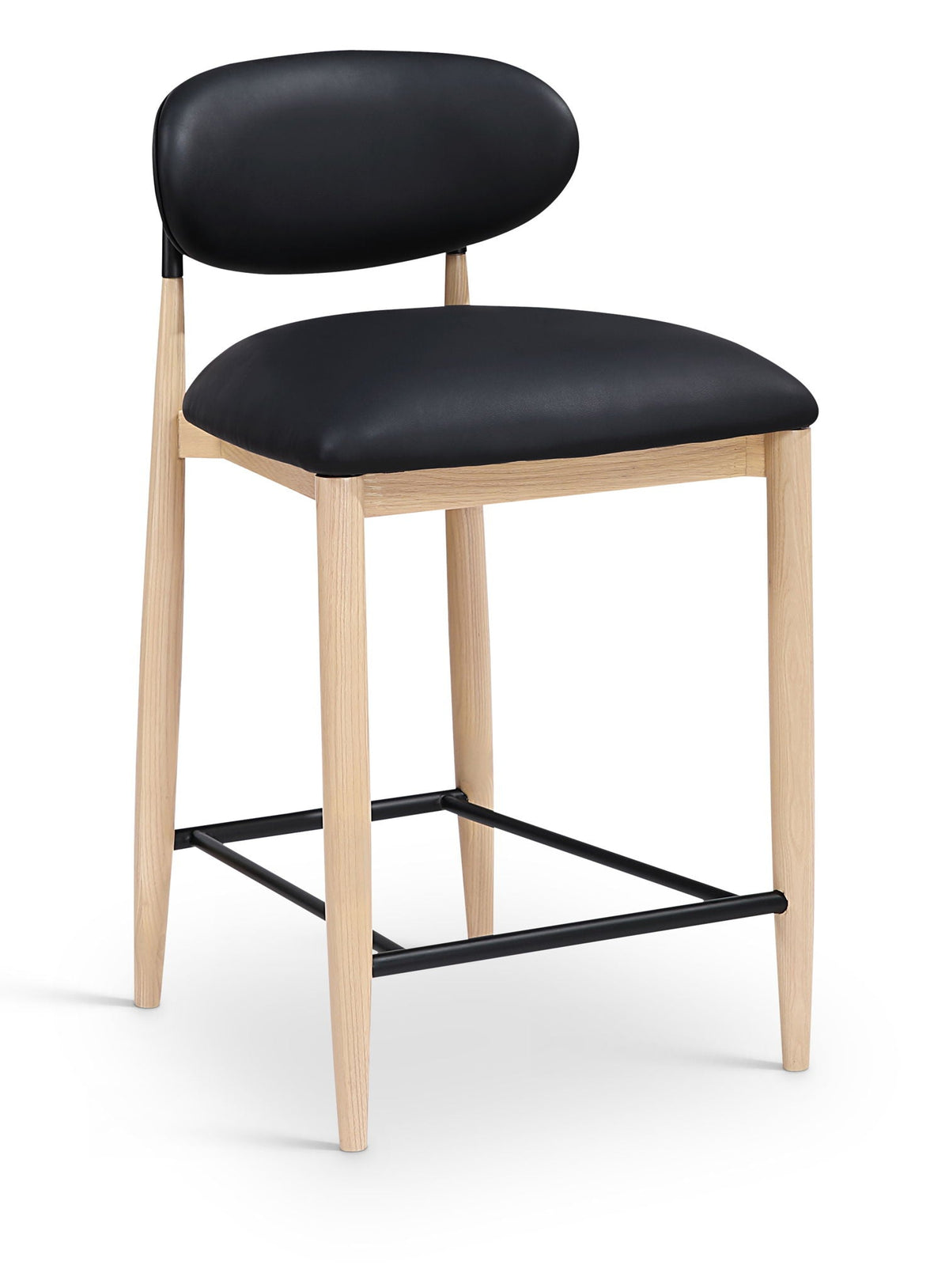 Riccio Vegan Leather Counter Stool with Natural & Black Frame