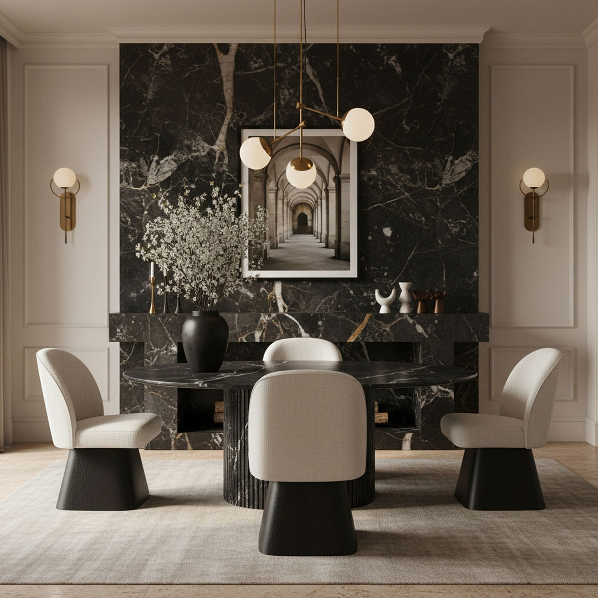 Marlowe Swivel Dining Side Chair with Black Base