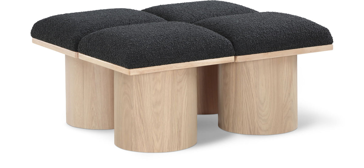 Pavilion Modular Bench 4-Piece Bench, 36"W x 31"D — Black / Natural Base