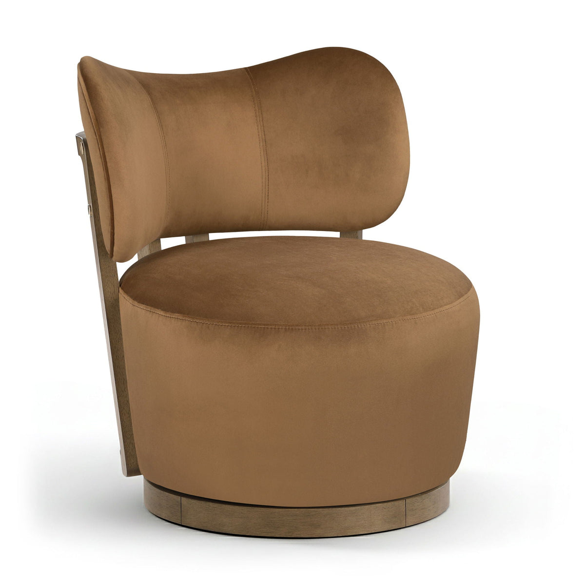 Elara - Velvet Upholstered Swivel Accent Chair with Brown Base
