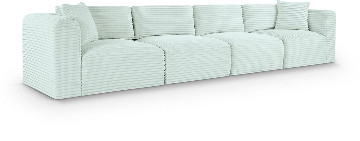 Shaggy Modular Sectional — 4-Piece Sofa — Mint
