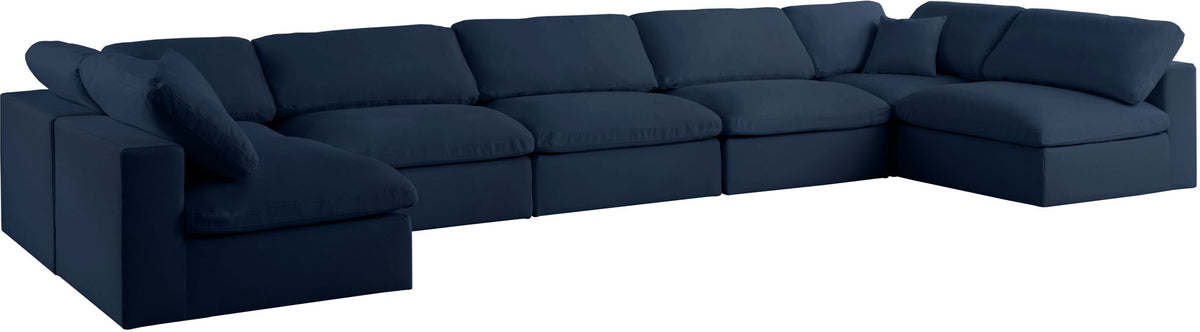Serene Linen Modular Sectional — 7-Piece U-Shaped Sectional — Navy
