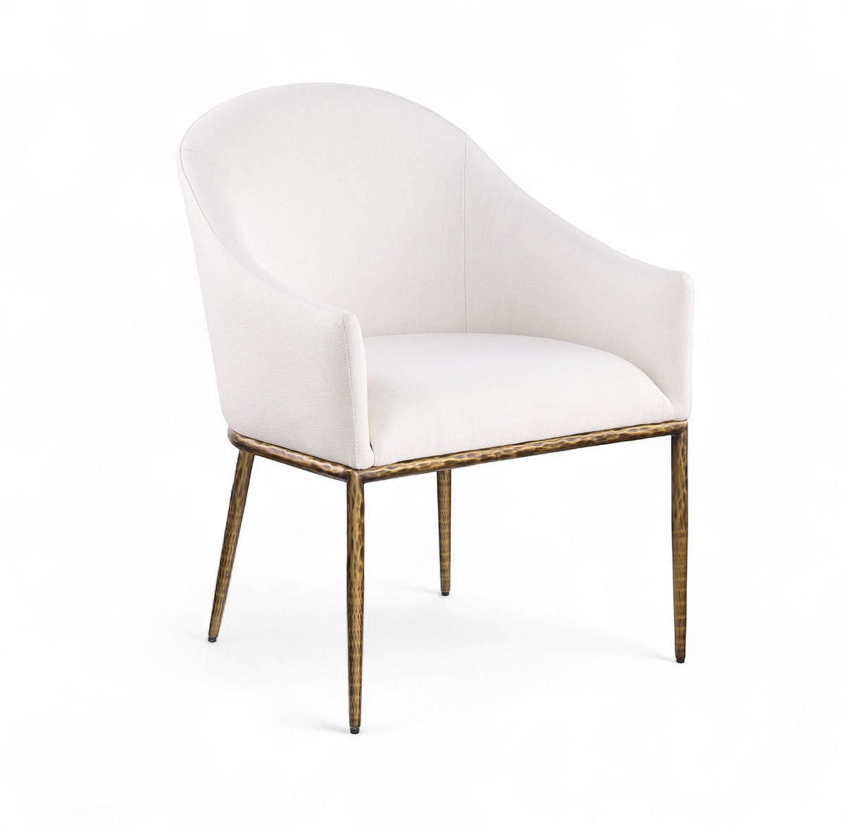 Ferro Performance Fabric Dining Arm Chair — Brushed Gold Legs - Cream Linen