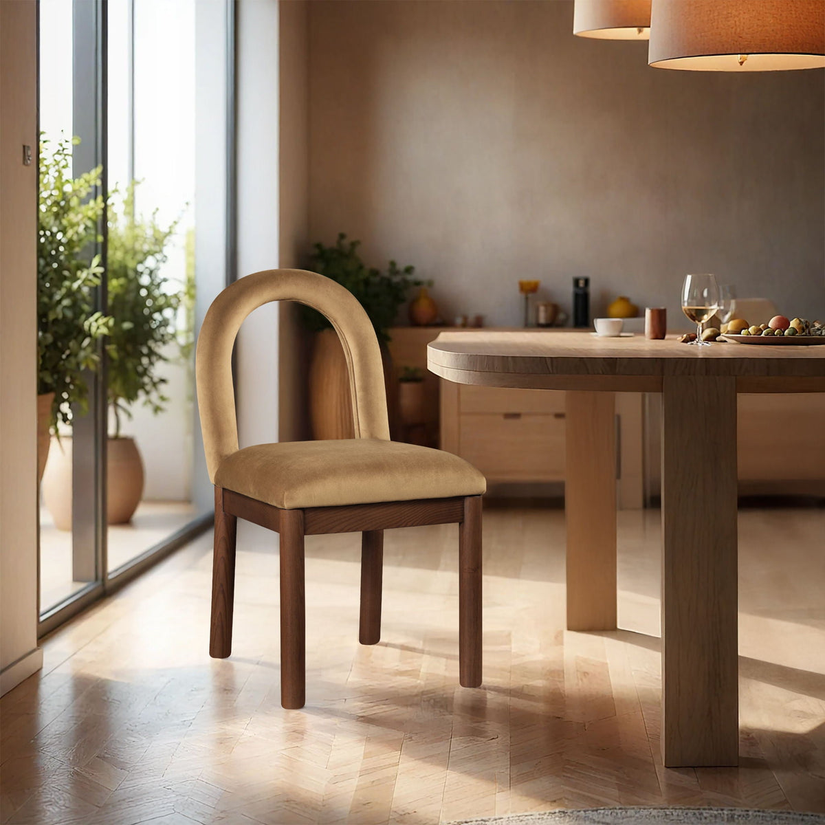 Conrad - Velvet Dining Chair with Brown Legs