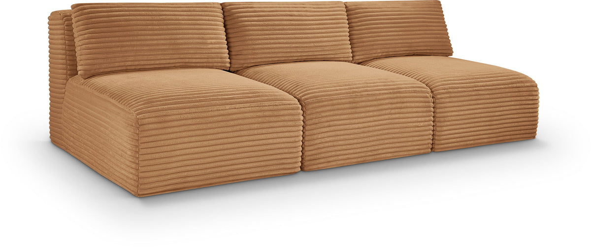 Shaggy - 3 Seat Modular Armless Sofa - Light Brown Fabric