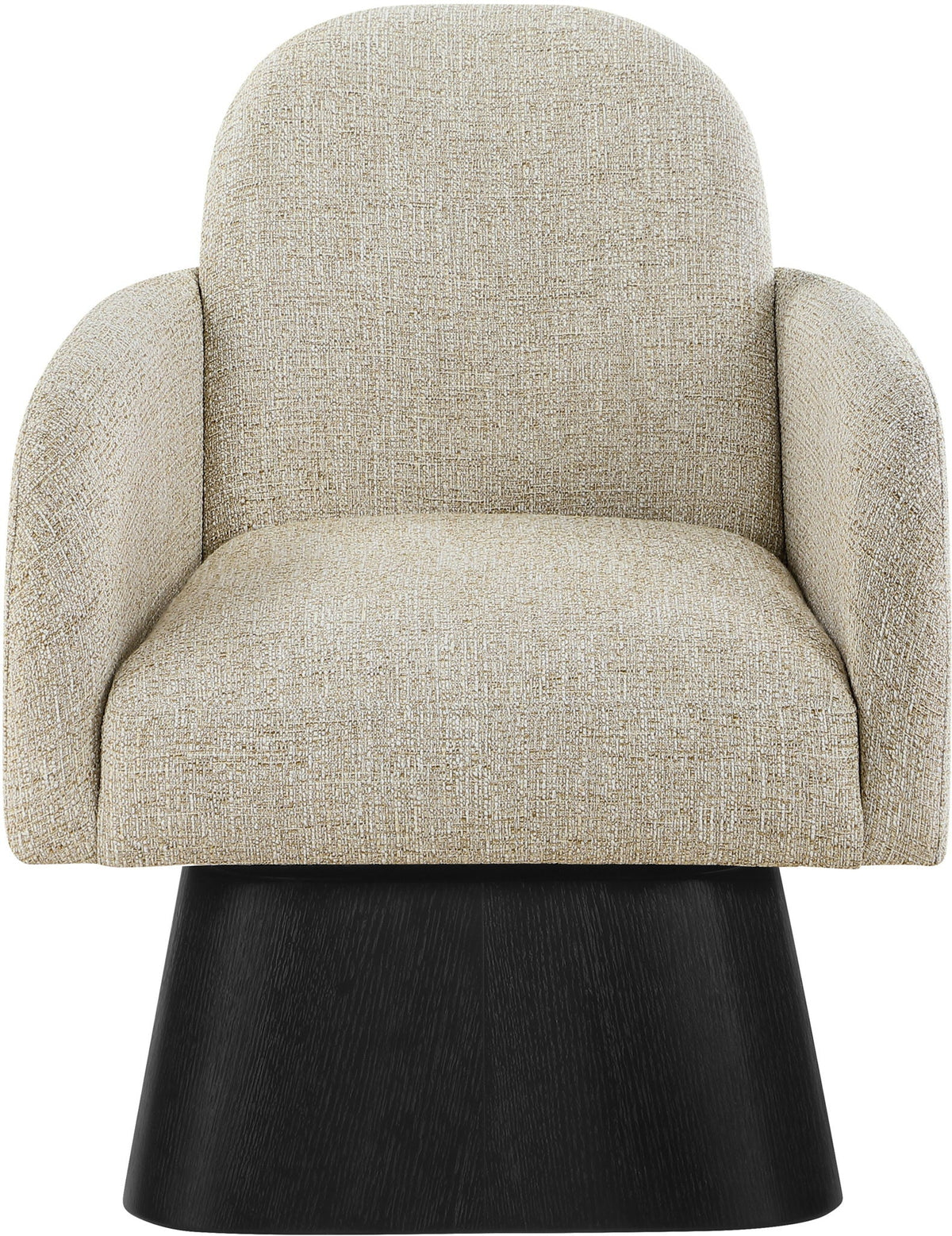 Marlowe - Linen Textured Fabric Upholstered Swivel Accent Chair with Black Base