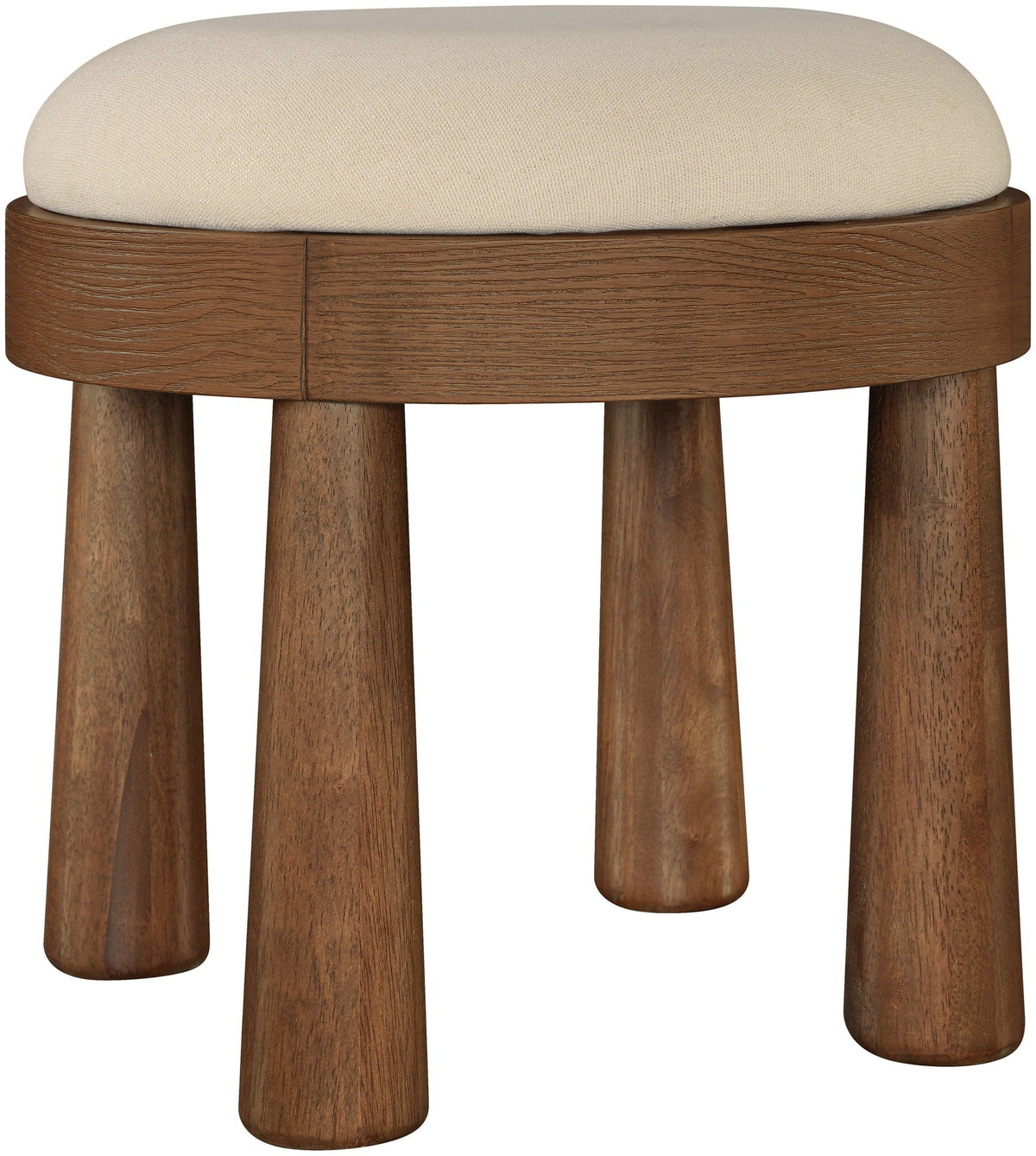 Larea Linen Ottoman with Walnut Base