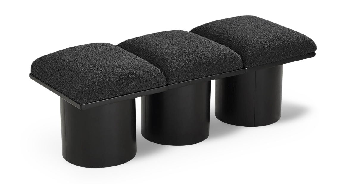Pavilion Modular Bench 3-Piece Bench, 54"W x 15.5"D — Black / Black Base