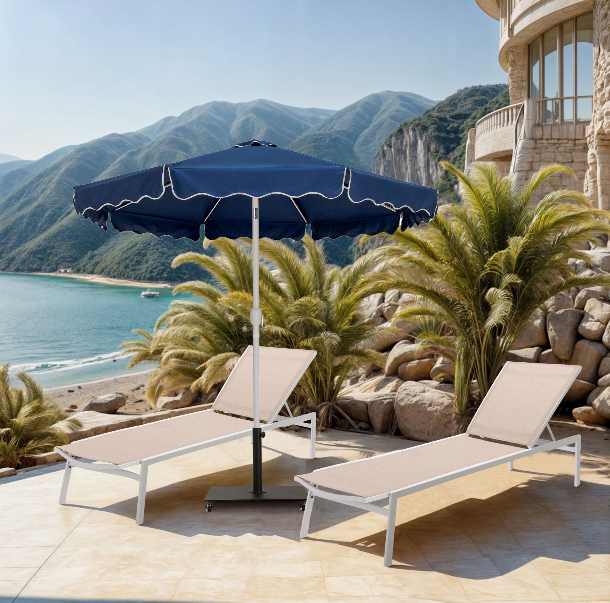 Amalfi - Aluminum Patio Umbrella - Black Base / White Pole