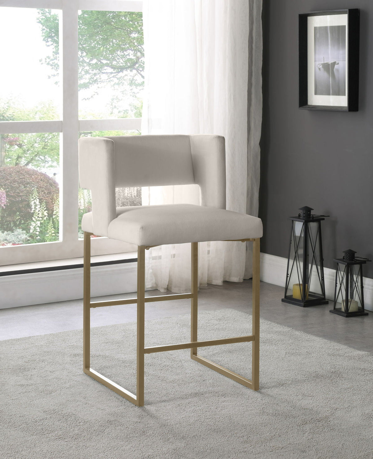 Caleb - Counter Stool (Set of 2) with Gold Legs
